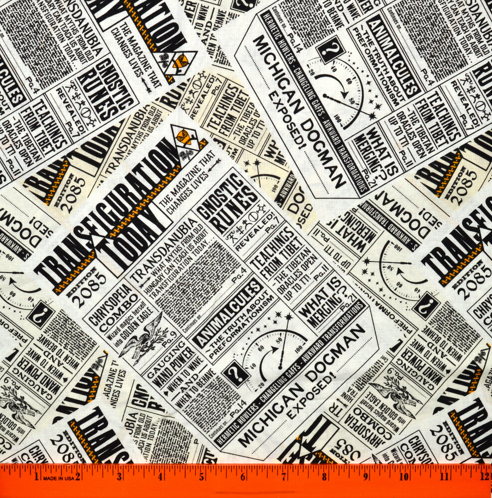 Harry Potter Fabric – HALF YARD 100% Cotton Quilting Fantastic Beasts Newspaper
