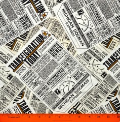 Harry Potter Fabric – HALF YARD 100% Cotton Quilting Fantastic Beasts Newspaper