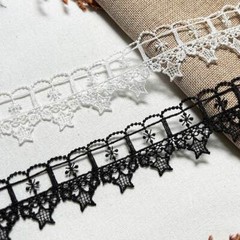 Black White Lovely Guipure Lace Trim Cute Embroidery Star Trim for Dress Gown
