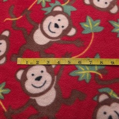 Monkey Fleece Fabric 58″ Wide Jungle Monkeys Vines Fleece Yard Red
