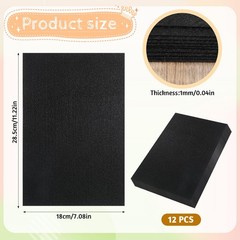 12 Pieces Black Felt Fabric, 8 X 12 Inch Stiff Felt Sheets for Crafts Thick Craf