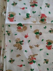 VTG Holiday Current Critters FABRIC Springs Mills BTFQ 18×23″ Cute Bunny Raccoon