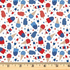 Patriotic Minis Americana Ice Cream 6061 W 4th Fabric Half yd cont cuts