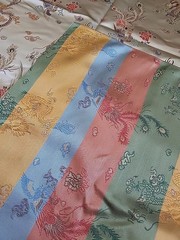 Chinese dragon and phoenix pattern brocade fabric, satin sheen, 45×142 inches