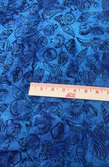 Blue Coastal Seashell Batik Cotton Fabric BTHalfY #67