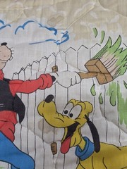 Vintage Walt Disney Productions Mickey and Friends Quilted Fabric Panel