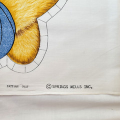 Vintage Spring Mills Raccoon Overalls Pillow Fabric Panel Uncut 12×18 2 Sided