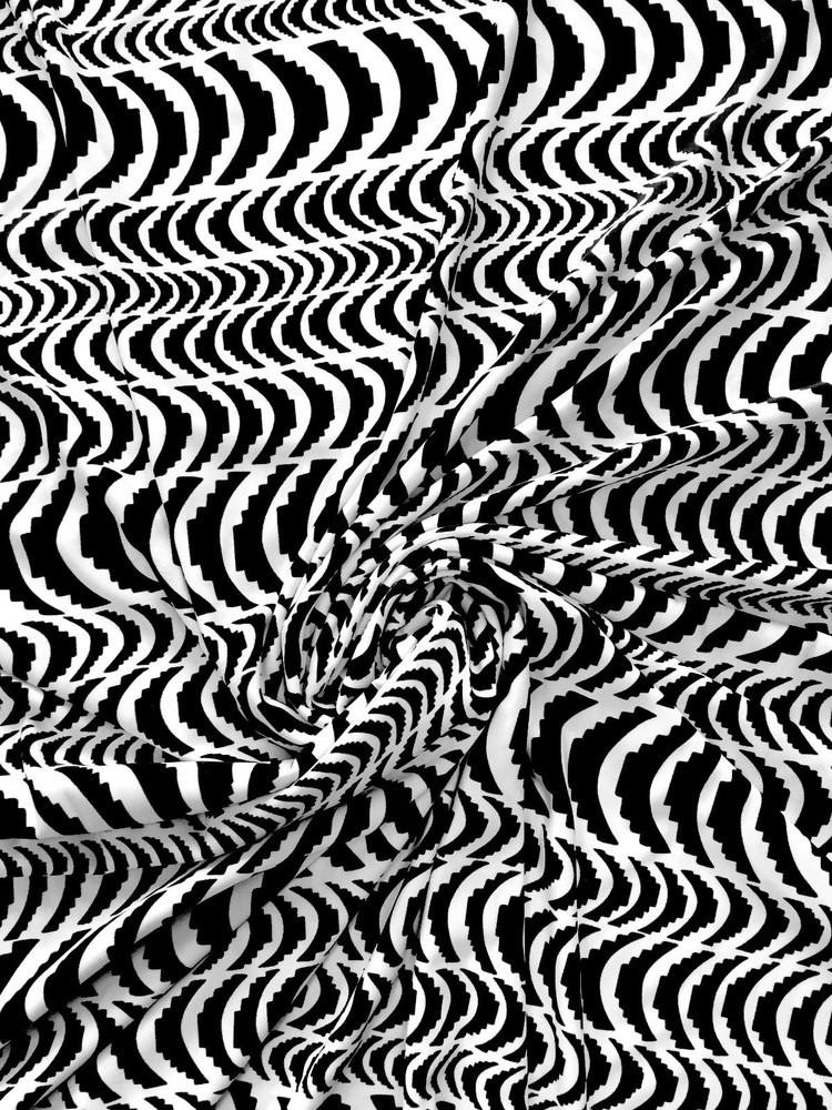 Polyester Single Spun 2 Ways Spandex Light Medium Weight Geometric Print Fabric