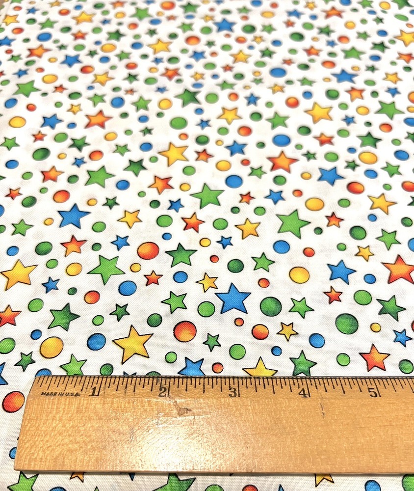 1YD Hoffman International Fabric Giggles 4349 Rainbow Space Cosmic Atomic Stars