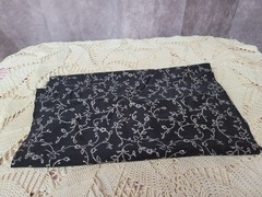 Black Silver Metallic Scroll Vine Fabric Remnant 13×54 Formal Sewing Craft