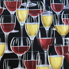 Wine Red White Glass Full Corks Tossed Timeless Treasures 2 Yard Bundle