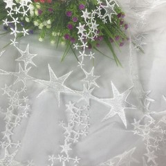 Lace Fabric Star Embroidery Tulle Lace Fabric Material DIY Bridal Wedding Dress