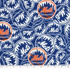 New York Mets Fabric, HALF YARD, Baseball Sports Team 100% Cotton Fabric