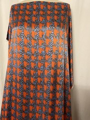 100% Silk Charmeuse Abstract Geometric Vibrant Orange Fabric By The Yds 46″ Wide