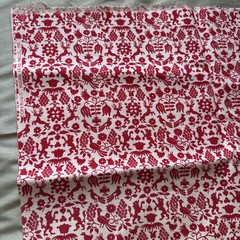 VTG Indian Head Mills Inc Scandinavian Folk Cotton Fabric 1 Yd X 42” Tomato Red