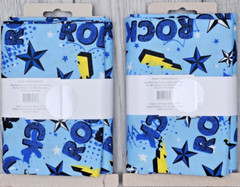 Rock n Roll One Yard Blue Cotton Fabric Lot of 2 Star Design David Textiles NWT