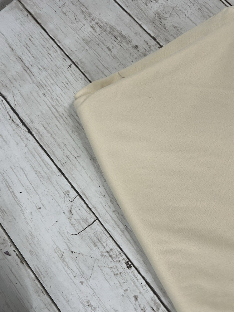 Vintage Ivory White Solid Stretch Polyester Fabric 2.33 Yards 64″ Wide Unbranded