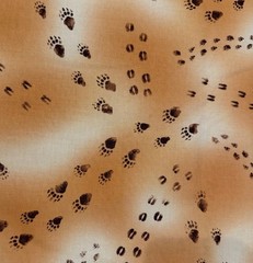 Vintage Fabric Animal Tracks Bear Deer Paw Foot Prints Hancock Fabrics 75×43