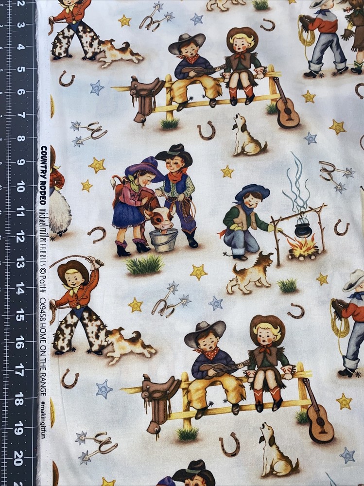 Country Rodeo Home On The Range Michael Miller Cotton Fabric 1/2 Yard 18 By 44”