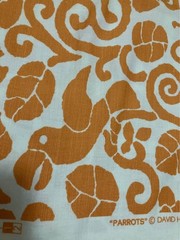 4.5 yards of DAVID HICKS orange-and-white parrot botanical upholstery fabric