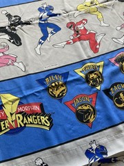 VTG Vintage Mighty Morphin Power Rangers Saban Fabric 94″x66″ 1994 ’94 90’s