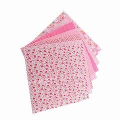 7-Pack 25x25cm Cotton Fabric DIY Assorted Pre-Cut Bedding Kit (Pink)