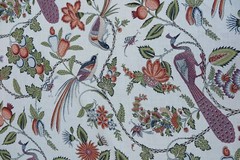 SCHUMACHER CURTAIN FABRIC DESIGN Campagne PERSIMMON & PINK 6.4 METRE LINEN BLEND