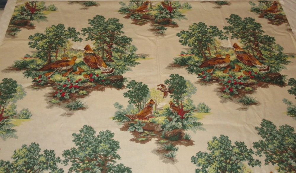 Vtg. “HOUSE’N HOME FABRICS & DRAPERIES” Wildlife Nature PHEASANTS Birds Material