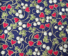 2008 RJR Fabric BE MY VALENTINE Hearts Red Green White on Navy 41″W x 1.9 Yards