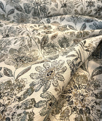 Swavelle Happy Note Blue Stone Floral Chenille Upholstery Fabric By The Yard