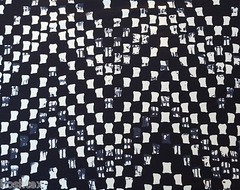 Rayon Spandex Rectangle Print Fabric by Yard Jersey Knit Dk Navy Beige 12/15