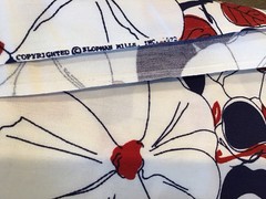 1970s Klopman Mills 44” wide Red, White And Blue Large Floral Fabric, 1 7/8 yd.