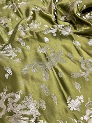 Arisa OLIVE Dragon Brocade Chinese Satin Fabric for Cheongsam/Qipao, Apparel, C