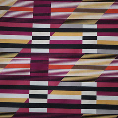 Vintage MCM Upholstery Fabric Linear Geometric Bars, Pink, Yellow, Black 5 yds