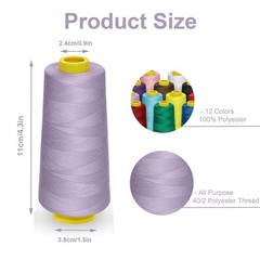 ilauke 12 x 1800 Yards Overlock Sewing Thread Cones, Polyester 12 X 1500M
