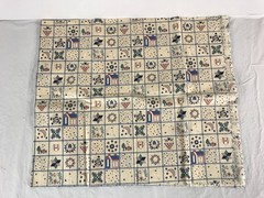 36″x44″ Folk Art Square Block Colorful Print Fabric 1 Yard Cotton Fabric
