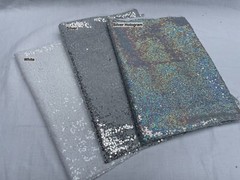 3mm Sequin Fabric Material Stretch Sparking Paillette 120cm Wide Silver Hologram