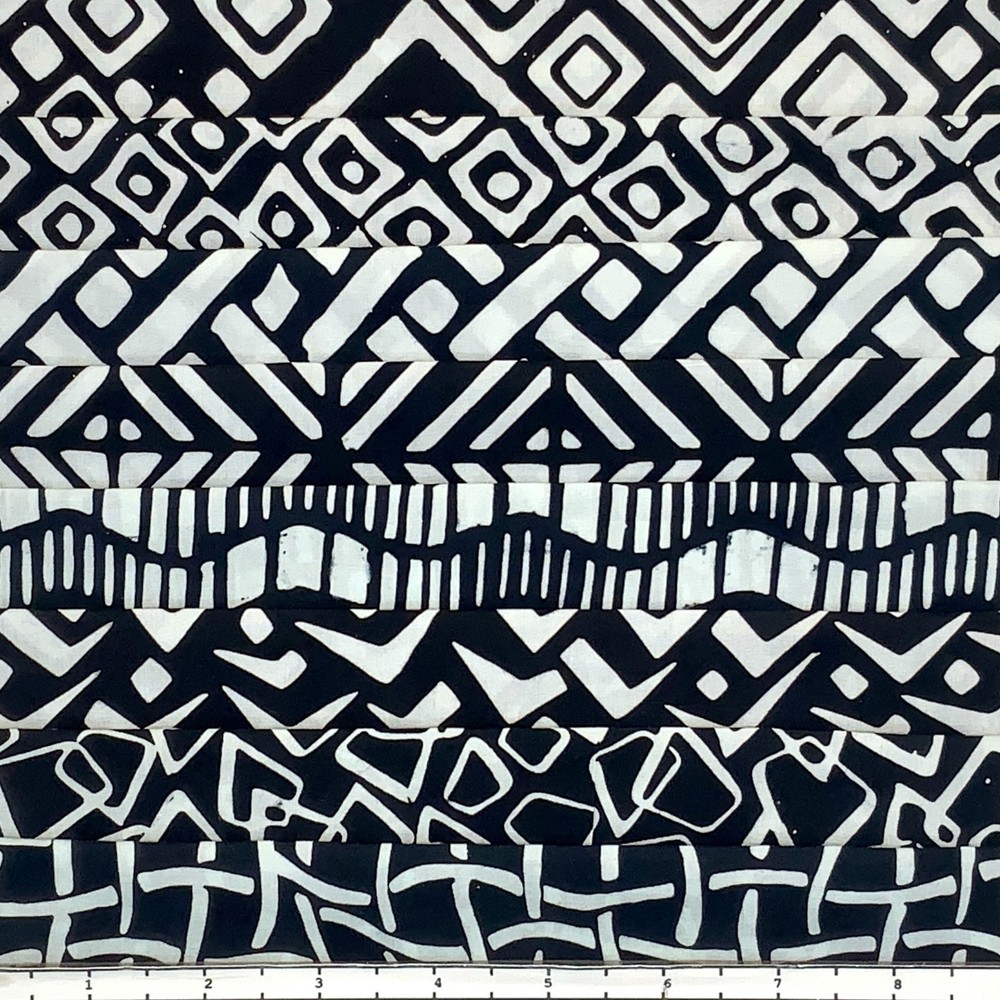 8 Fat Quarters Black & White Grids #2 Batik Lunn Fabric FQ Pack 100% Cotton