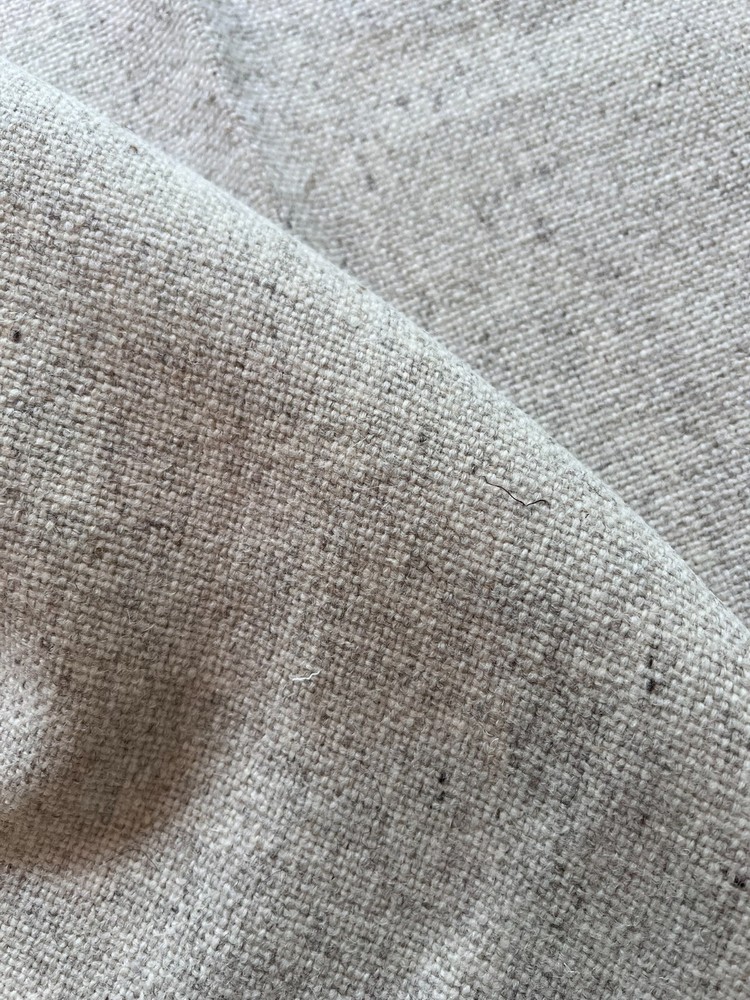 1.86 Yards – Natural Textured Wool Fabric Remnant – Oatmeal / Ivory
