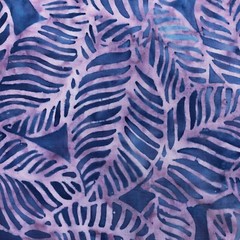 almost 3 yds batik lavender purple stylized leaves 100% cotton quilting apparel