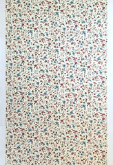 Flowers Vines Red Teal On Cream Chintz Joan Kessler Concord Cotton Fabric 2.5 YD