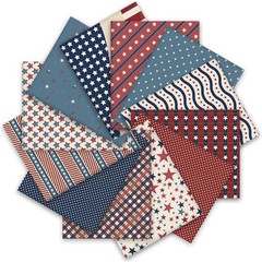 12 Pcs Patriotic Cotton Fabric Bundles Vintage Plaid Stripe Star Fat Quarters