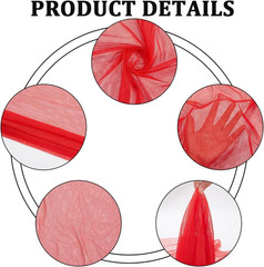 63 Inch Red Tulle Fabric Polyester Mesh Netting by The Yard Breathable Mosquito