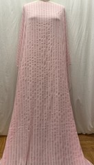 Bubblegum Pink Cotton Stripe Gauge w/ Lurex Fabric 2 Yards 16″ Long & 58″ Wide