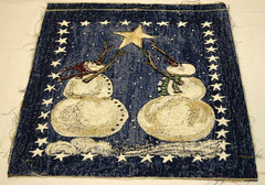 Set of 2 Gloria Bowlin Snowmen Reaching for Star Tapestry Fabric Panel 17.5 X 18