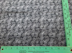 BTY Antonella 7268 Hoffman Fabric Black w/Metallic Silver Ornate Design Cotton