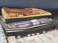 Vintage Lot of 24 lbs of Fabric Remnants Quarters Yards ~ 30 Different Patterns