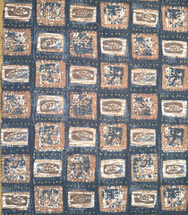 Mid Century Brown Tan Blue Cotton Blend Decor Fabric Remnants #8