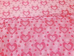 Hearts and Dots Knit Mesh Fabric Apparel Soft Polyester Pink By The Yard