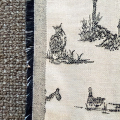 VTG French Country Toile Fabric Black Beige Pastoral Colonial Farmstead 2.5 yd